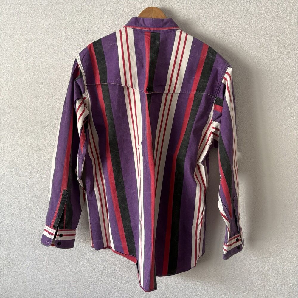 Vtg 90s Wrangler Brushpopper Shirt Striped Button Down Western Cowboy XL USA - Picture 2 of 6